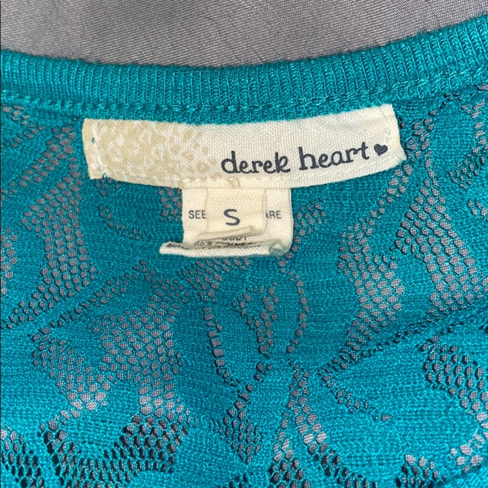 Teal Derek Heart Long Sleeve Stretchy Top - Picture 3 of 3